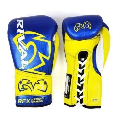 Rival RFX-Guerrero Lace Up Sparring Gloves – P4P Edition -Boxing Shop Rival RFX Guerrero Lace Up Sparring Gloves P4P Edition BlueYellow2