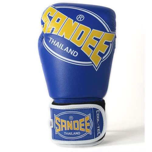 Sandee Cool-Tec Leather Sparring Glove – Blue/Yellow/White 3 Sandee Cool-Tec Leather Sparring Glove – Blue/Yellow/White - Image 3