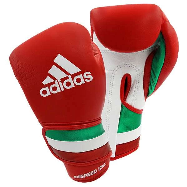 Adidas AdiSpeed Hook And Loop Boxing Gloves – Red/White/Green 1 Adidas AdiSpeed Hook And Loop Boxing Gloves – Red/White/Green