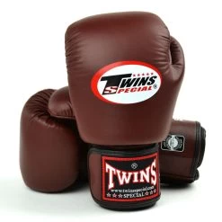 BGVL3 Twins Dark Brown Velcro Boxing Gloves
