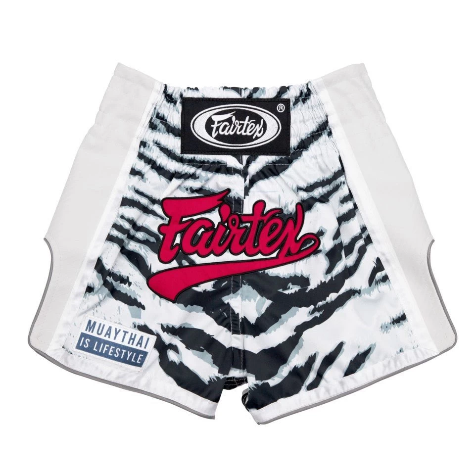BSK2103 Fairtex Kids Muay Thai Shorts White Tiger 3 BSK2103 Fairtex Kids Muay Thai Shorts White Tiger - Image 3