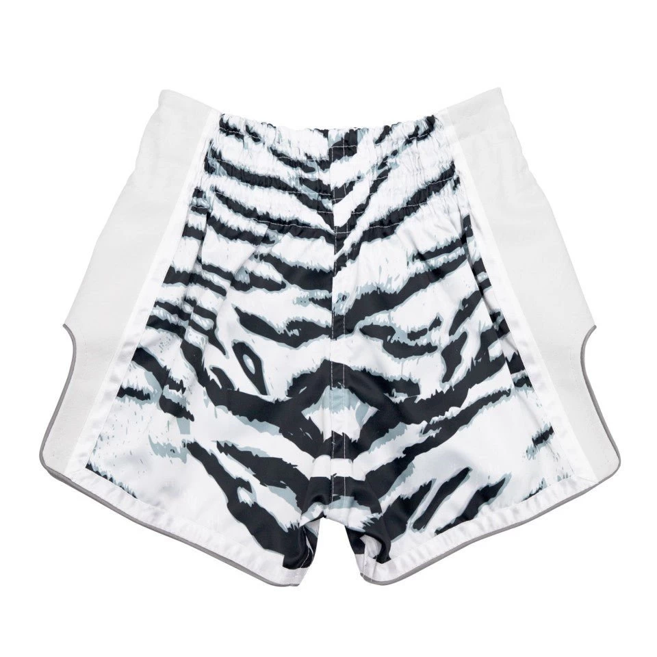 BSK2103 Fairtex Kids Muay Thai Shorts White Tiger 4 BSK2103 Fairtex Kids Muay Thai Shorts White Tiger - Image 4
