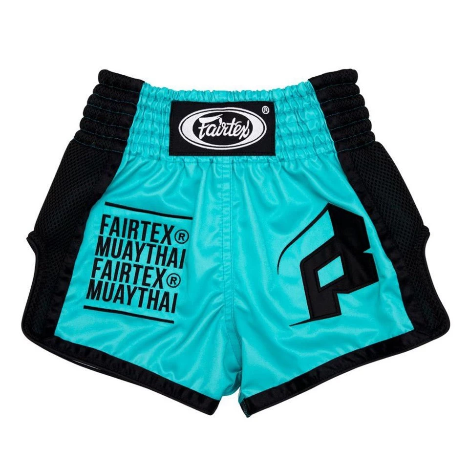 BSK2107 Fairtex Kids Muay Thai Shorts Turquoise 3 BSK2107 Fairtex Kids Muay Thai Shorts Turquoise - Image 3