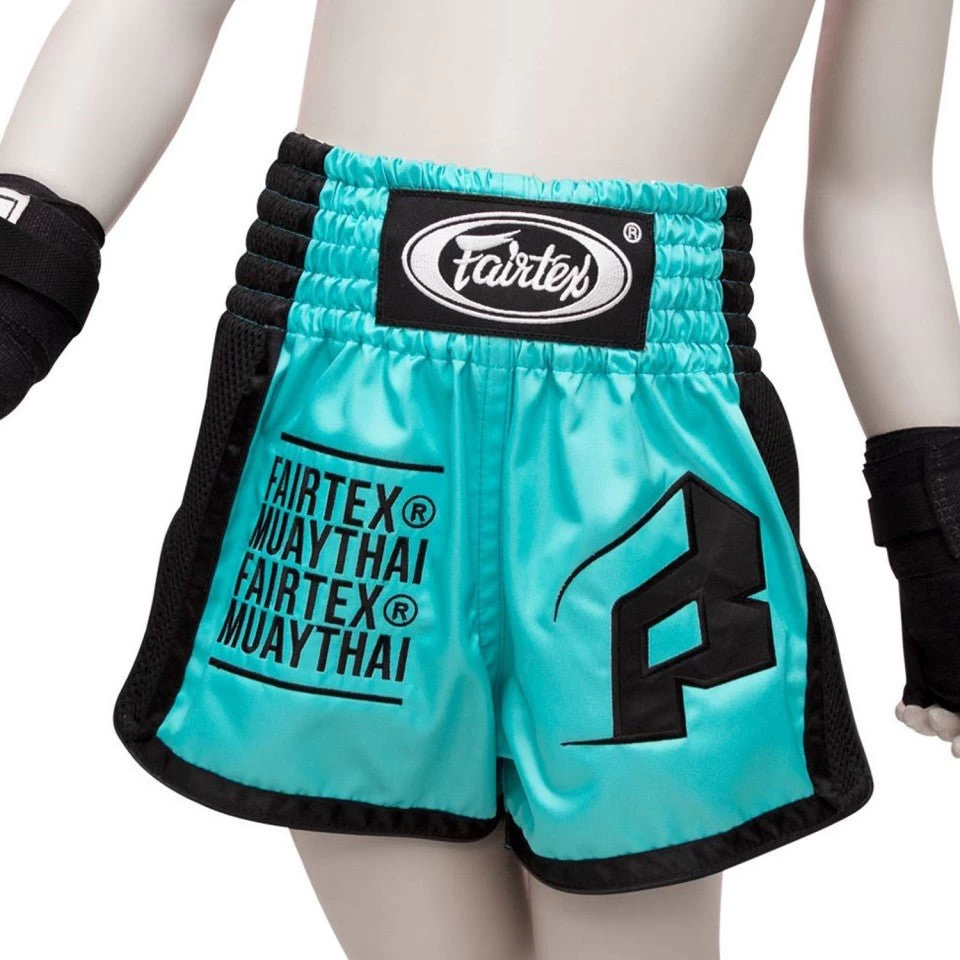 BSK2107 Fairtex Kids Muay Thai Shorts Turquoise 1 BSK2107 Fairtex Kids Muay Thai Shorts Turquoise