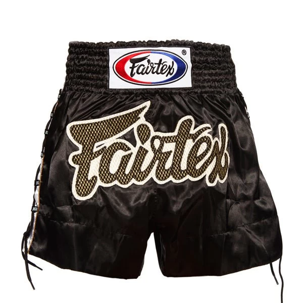 Fairtex BS0601 Black Laced Sides Muay Thai Shorts 1 Fairtex BS0601 Black Laced Sides Muay Thai Shorts