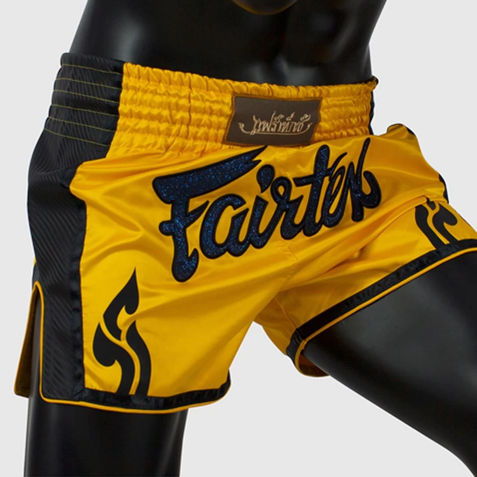 Fairtex BS1701 Slim Cut Muay Thai Shorts - Yellow 2 Fairtex BS1701 Slim Cut Muay Thai Shorts - Yellow - Image 2