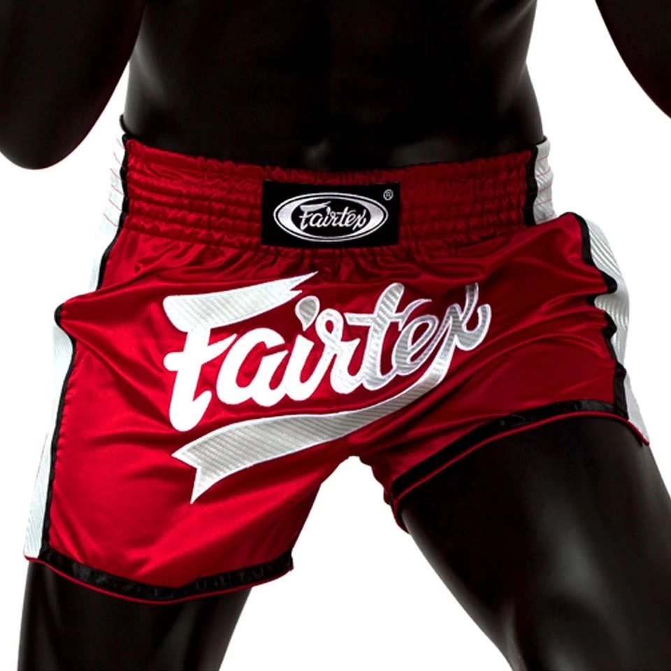 Fairtex BS1704 Slim Cut Muay Thai Shorts - Red/White 1 Fairtex BS1704 Slim Cut Muay Thai Shorts - Red/White