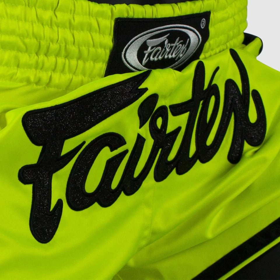 Fairtex BS1706 Slim Cut Muay Thai Shorts - Lime Green 2 Fairtex BS1706 Slim Cut Muay Thai Shorts - Lime Green - Image 2