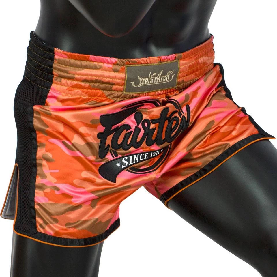 Fairtex BS1711 Slim Cut Muay Thai Shorts - Red Camo 2 Fairtex BS1711 Slim Cut Muay Thai Shorts - Red Camo - Image 2