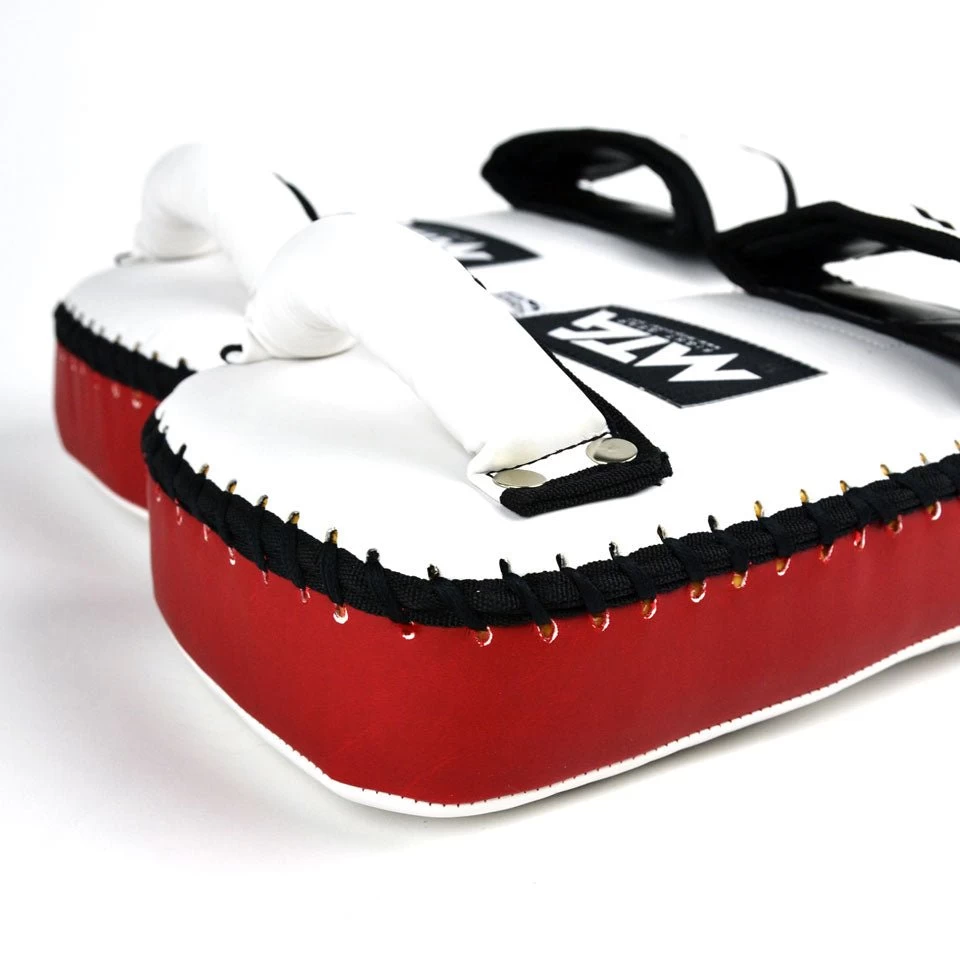 KPS2 MTG Pro White-Red Synthetic Thai Kick Pads 3 KPS2 MTG Pro White-Red Synthetic Thai Kick Pads - Image 3