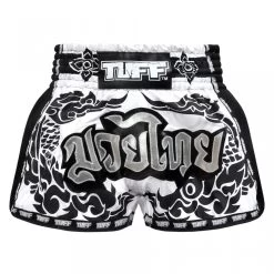 MRS201 TUFF Muay Thai Shorts Retro Style The Great Hongsa White