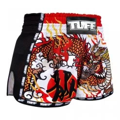 MRS204 TUFF Muay Thai Shorts Retro Style White Chinese Dragon -Boxing Shop mrs204 tuff muay thai shorts retro style white chinese dragon 606283