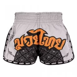 MRS206 TUFF Muay Thai Shorts Retro Style Grey Hanuman Yantra With War Flag -Boxing Shop mrs206 tuff muay thai shorts retro style grey hanuman yantra with war flag 520560