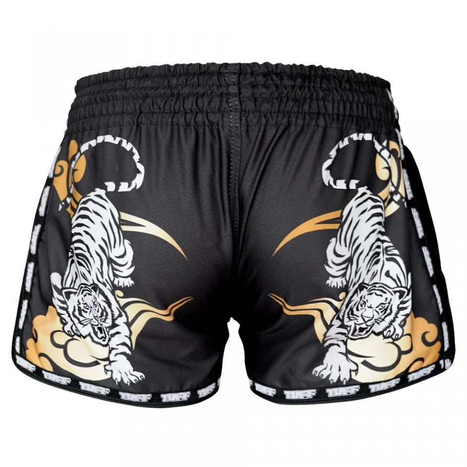 MRS301 TUFF Muay Thai Shorts Retro Style Black Double Tiger With Gold Text 3 MRS301 TUFF Muay Thai Shorts Retro Style Black Double Tiger With Gold Text - Image 3