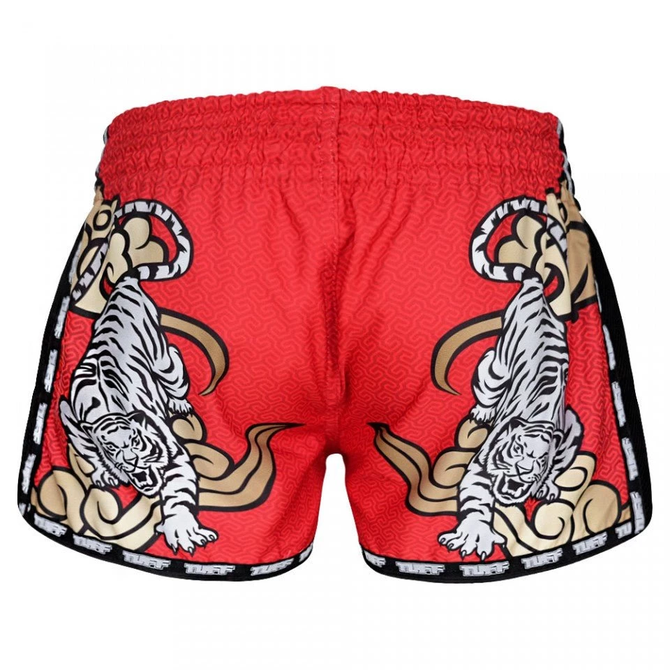 MRS301 TUFF Muay Thai Shorts Retro Style Red Double Tiger With Gold Text 3 MRS301 TUFF Muay Thai Shorts Retro Style Red Double Tiger With Gold Text - Image 3