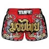 MRS301 TUFF Muay Thai Shorts Retro Style Red Double Tiger With Gold Text