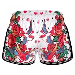 MRS302 TUFF Muay Thai Shorts Retro Style White Roses With Birds 7 MRS302 TUFF Muay Thai Shorts Retro Style White Roses With Birds -Boxing Shop mrs302 tuff muay thai shorts retro style white roses with birds 275607