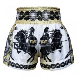 MS634 TUFF Muay Thai Shorts Golden Gladiator In White -Boxing Shop ms634 tuff muay thai shorts golden gladiator in white 713189