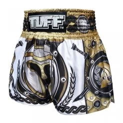 MS634 TUFF Muay Thai Shorts Golden Gladiator In White
