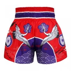MS639 TUFF Muay Thai Shorts Red Japanese Drawing Crane Birds -Boxing Shop ms639 tuff muay thai shorts red japanese drawing crane birds 202540