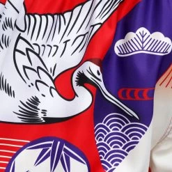 MS639 TUFF Muay Thai Shorts Red Japanese Drawing Crane Birds -Boxing Shop ms639 tuff muay thai shorts red japanese drawing crane birds 349363