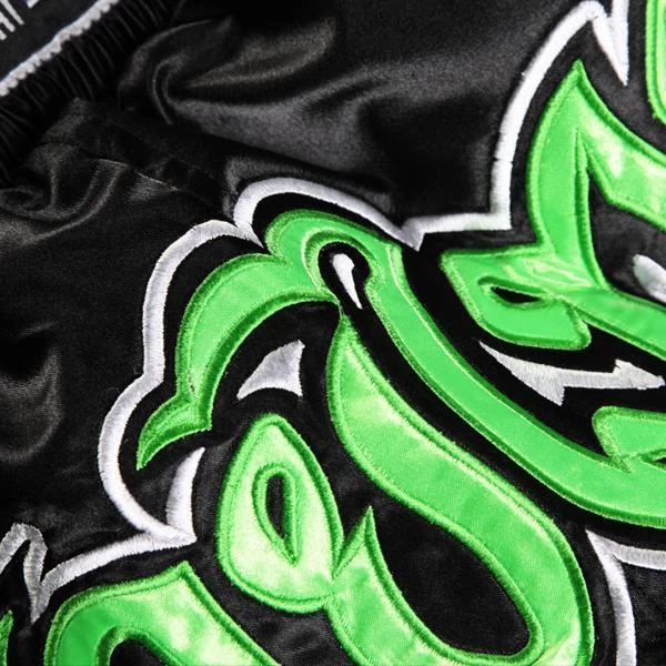 Revgear Kids Muay Thai Shorts - Black Green 4 Revgear Kids Muay Thai Shorts - Black Green - Image 4