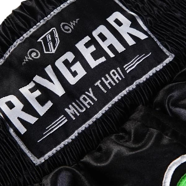 Revgear Kids Muay Thai Shorts - Black Green 5 Revgear Kids Muay Thai Shorts - Black Green - Image 5