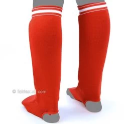 SPE1 Fairtex Red Elastic Competition Shin Pads -Boxing Shop spe1 fairtex red elastic competition shin pads 215049