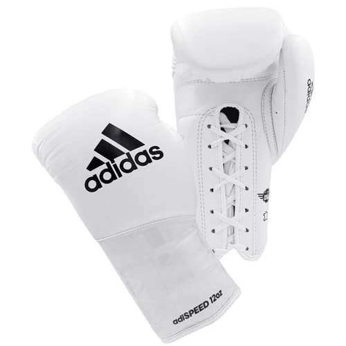 Adidas AdiSpeed Lace Up Boxing Gloves – White/Black 1 Adidas AdiSpeed Lace Up Boxing Gloves – White/Black