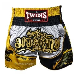 TBS-DR1 Twins Silver-Gold Dragon Muaythai Shorts